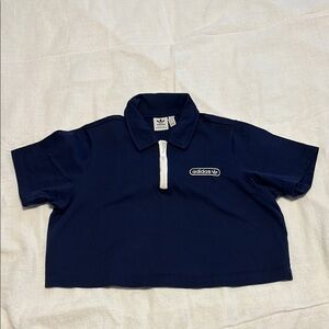 Adidas Blue Polo Shirt with Zip Collar